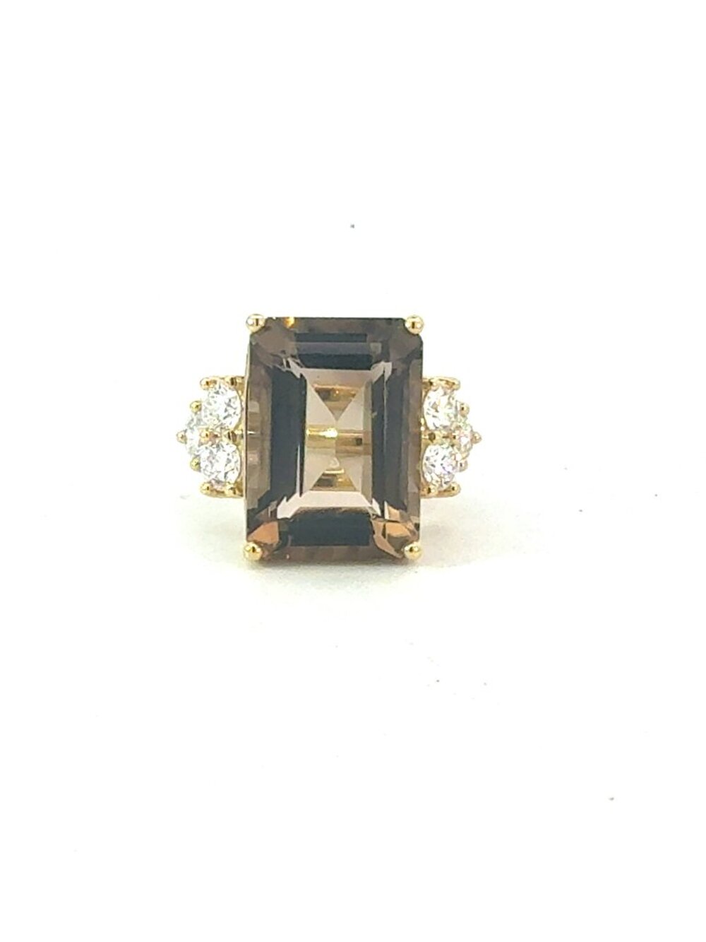 Natural Smokey Quartz Diamond Ring Size 7 14k Gold 15.09 TCW Certified 604481